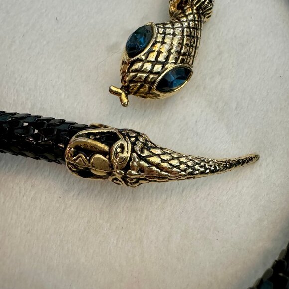DL Auld- Vintage Snake Mesh Necklace/ Belt/ Bracelet with Blue Eyed Stones - Picture 3 of 8